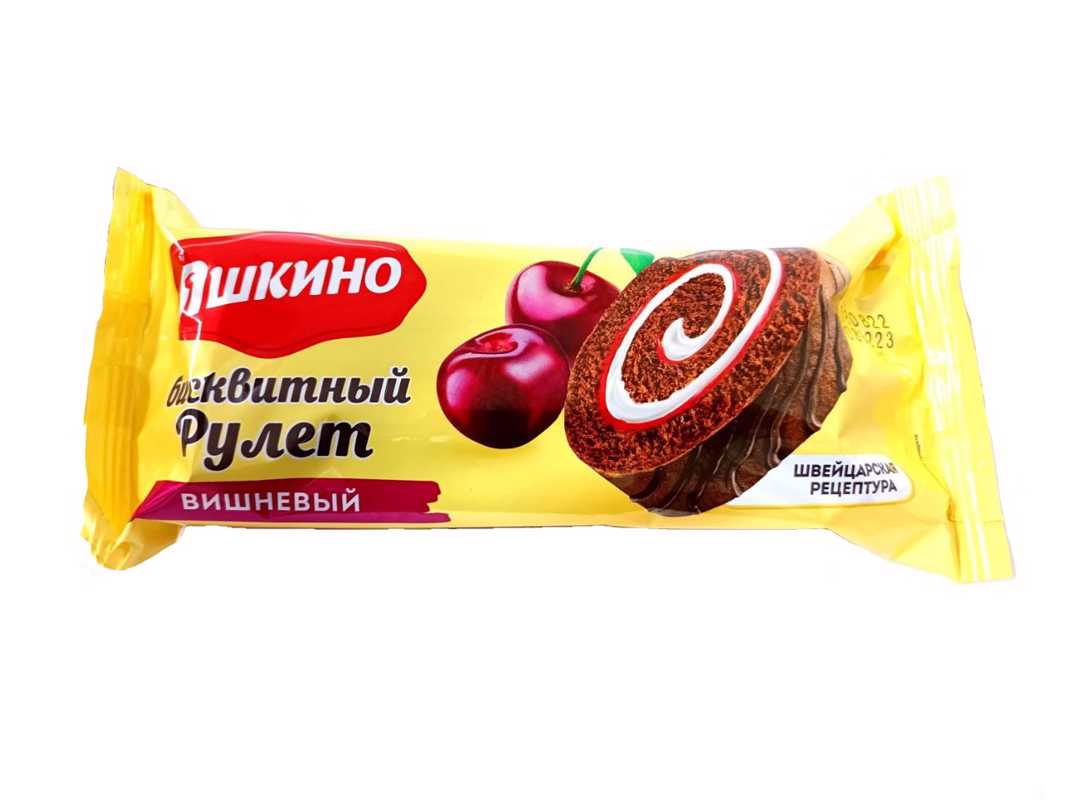 Рулет Яшкино бисквитный вишня 200 гр