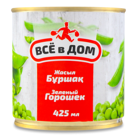Горошек Зелёный Всё в Дом Консервированный 425гр