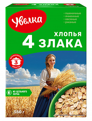 Увелка хлопья 4 злаков 350 гр