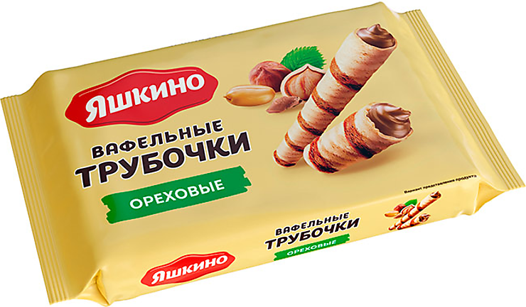 Трубочки вафельные «Ореховые» «Яшкино», 190 г